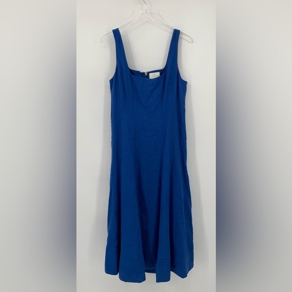 Lilly Pulitzer Calina linen midi tank dress sleeveless seam Barton blue new 12 - Picture 2 of 5